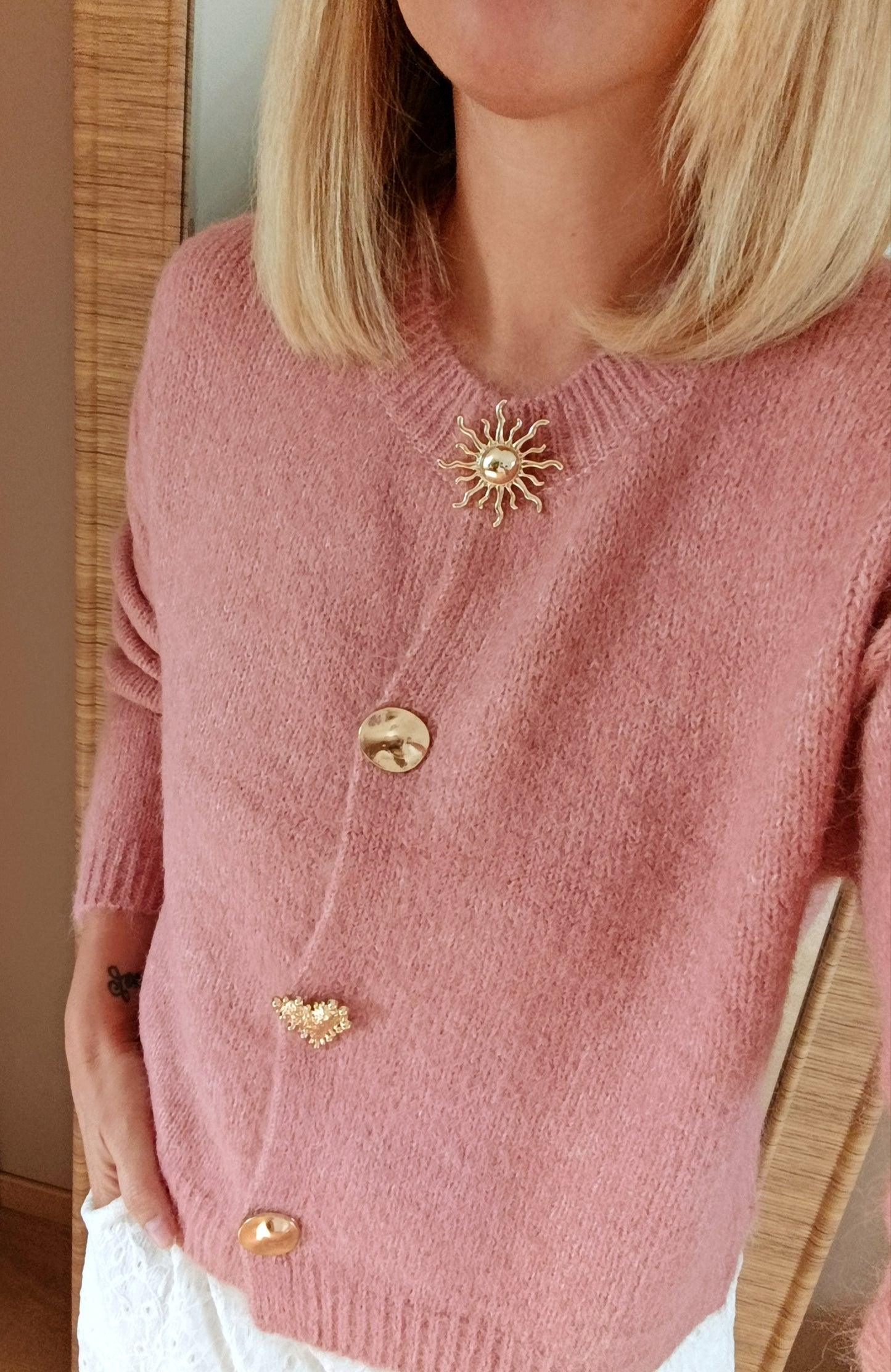 Gilet Cécilia vieux rose