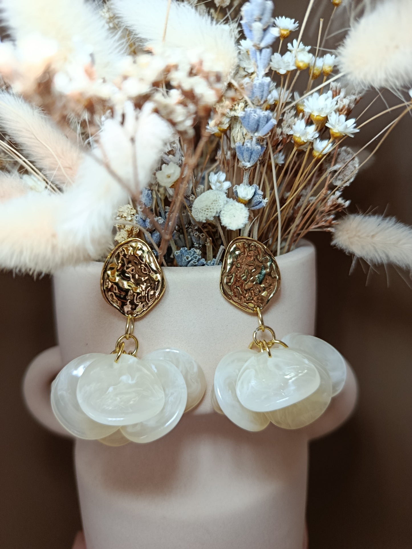 Boucles d'oreilles Erica écru